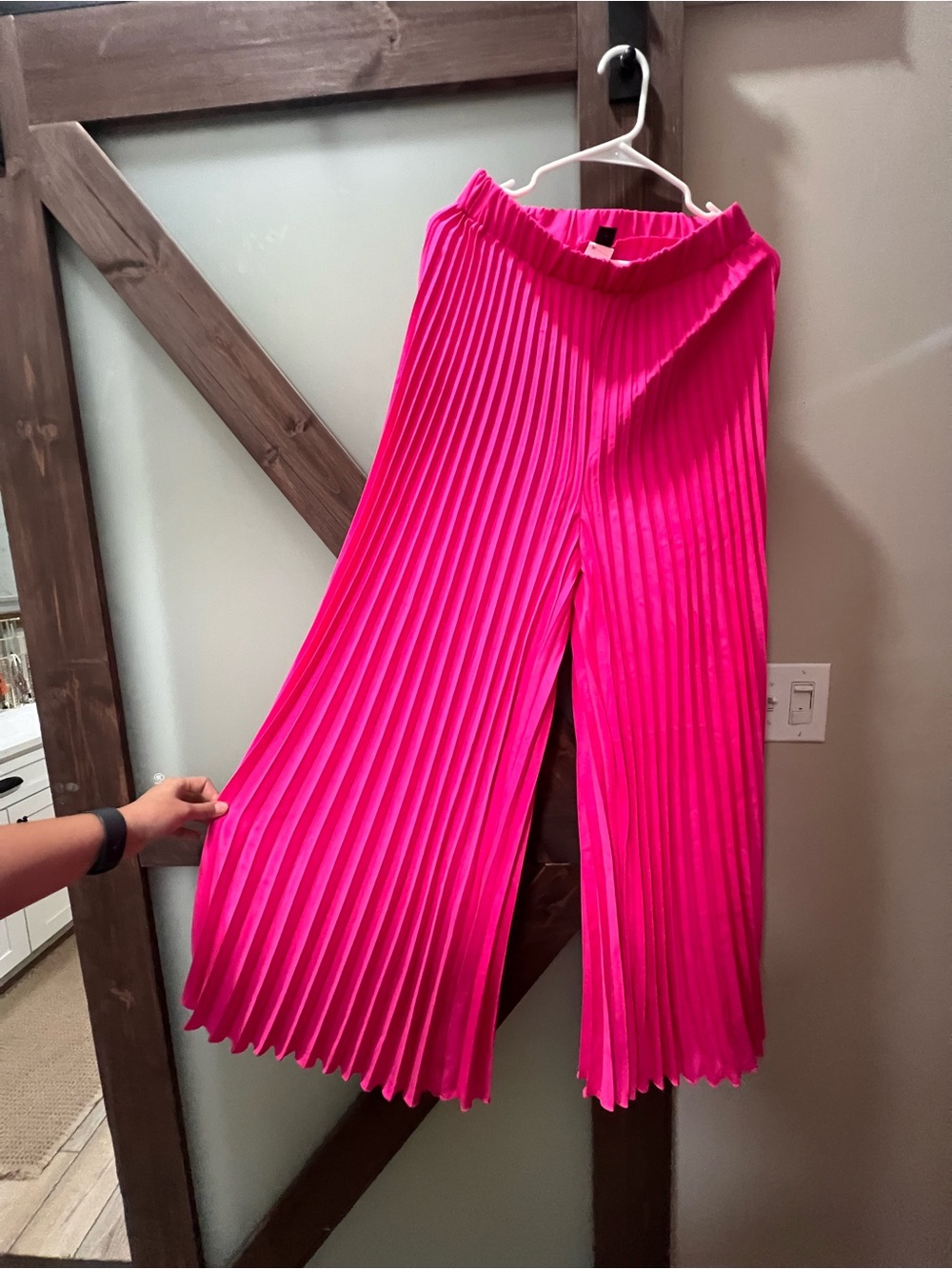 SHEIN Hot Pink Pleated Wide-Leg Pants